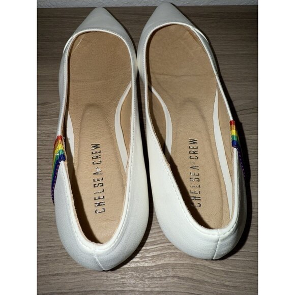 Chelsea Crew- White With Rainbows- Size 40 Pammy Rainbow Ballet Flats Leather - Picture 6 of 7